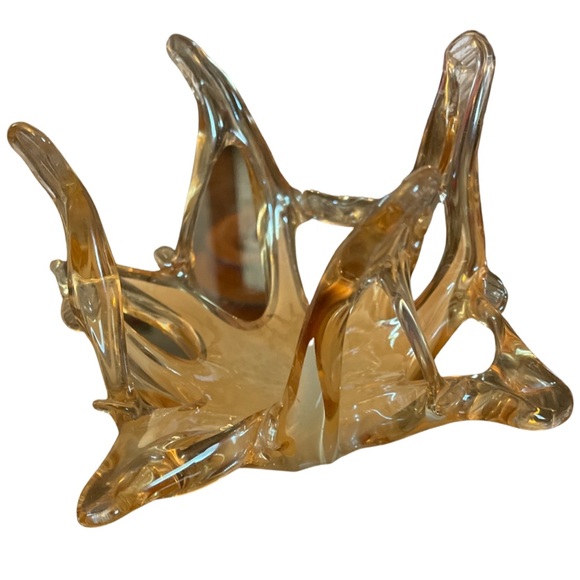 MURANO Style Art Glass Stretch Champagne Color Bowl Candy Dish Trinket Dish - Picture 1 of 5